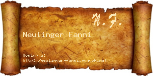Neulinger Fanni névjegykártya